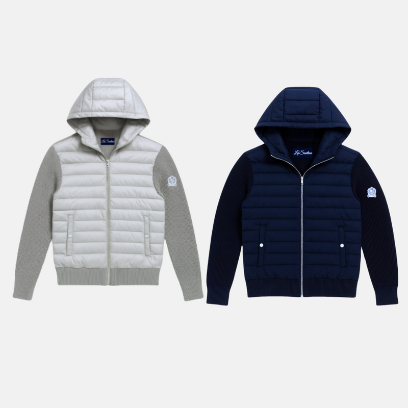 HOODED CARDIGAN GREY/NAVY